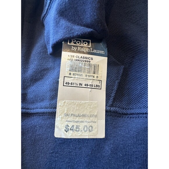 NWT POLO Ralph Lauren Boys 7 Navy Blue Big Pony Hoodie Jacket Full Zip Cotton - Picture 5 of 5